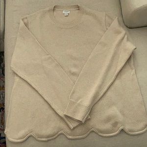 NWOT J. Crew Scalloped Hem Cream Sweater